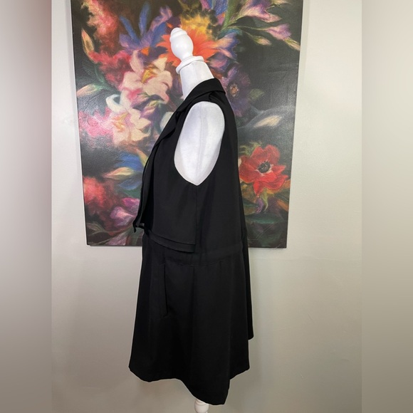 Anthropologie Cartonnier Black Chiffon BeltedSleeveless Vest Office Minimalist S - Picture 5 of 8